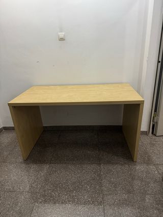 Escritorio de estudio madera beige con cristal