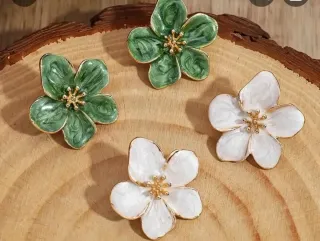 Pendientes Flor Verde y Blanca