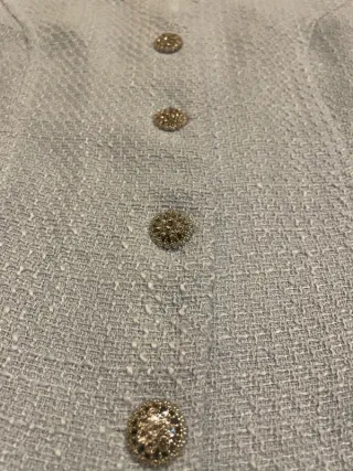 Chaleco azul tweed con botones brillantes