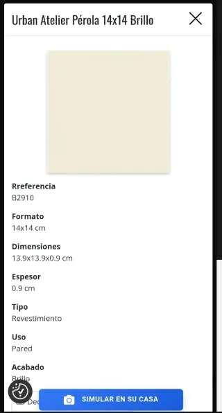 Azulejo cocina 14x14 blanco perola