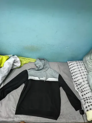 Sudadera Puma Negra Gris con Capucha