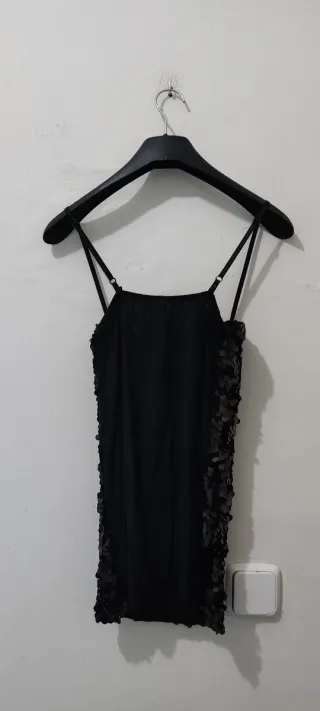 Top Lentejuelas negro Talla S Made in Italy