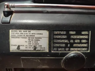 Radio Cassette NVR 58 Vintage con Mini TV
