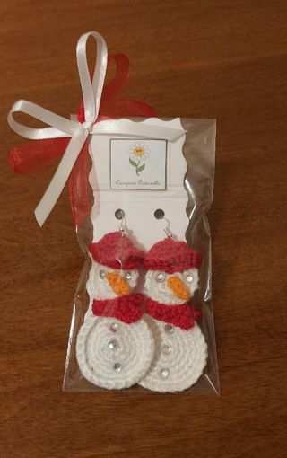 Orecchini pupazzi di neve - fatti a mano