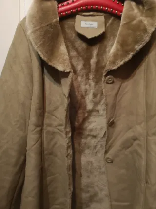 Abrigo forro polar beige/marrón