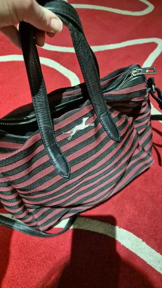 Bolso Bimba y Lola rayas rojo y negro