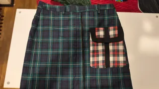 Falda corta cuadros verde y azul