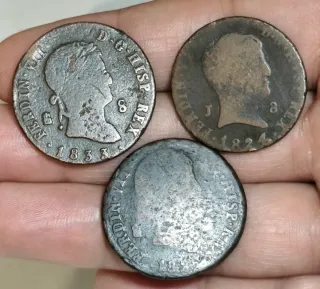 Lote monedas 8 maravedís Fernando VII.
