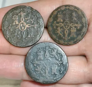 Lote monedas 8 maravedís Fernando VII.