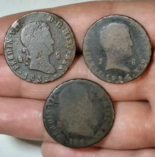 Lote monedas 8 maravedís Fernando VII.