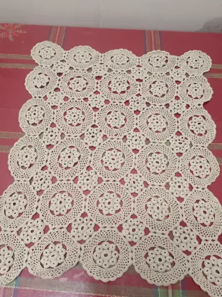 Centrino uncinetto cotone beige 55x43 cm