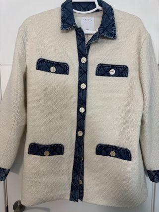 Chaqueta Sandro Beige y Azul