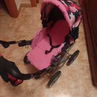 Passeggino per bambole rosa pieghevole
