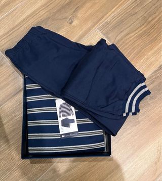 Pijama Largo Niño Punto Blanco Rayas