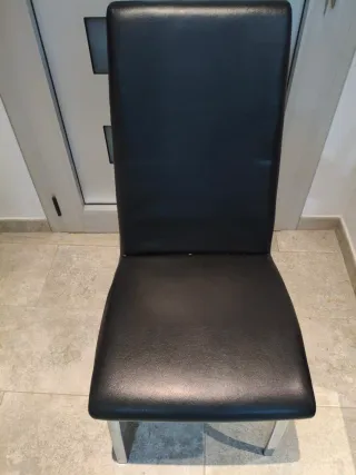 6 Sillas Comedor Piel Sintética Negra