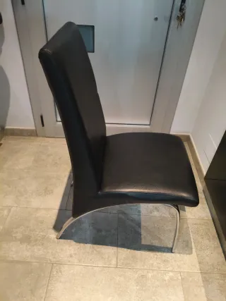 6 Sillas Comedor Piel Sintética Negra
