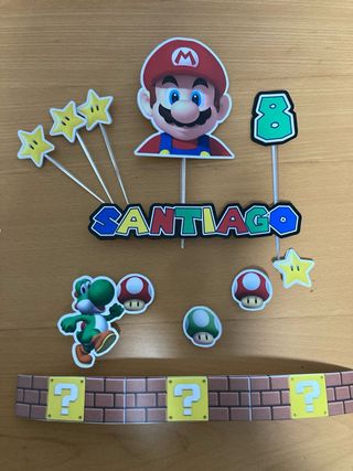 Topper Tarta Mario Bros Personalizado Nombre