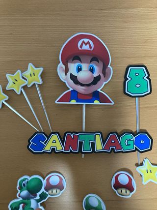 Topper Tarta Mario Bros Personalizado Nombre