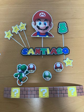 Topper Tarta Mario Bros Personalizado Nombre