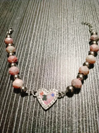 Pulsera Corazón Pedrería Plata
