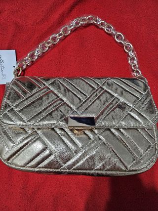 Borsa tracolla effetto laminato oro