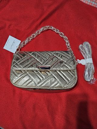 Borsa tracolla effetto laminato oro