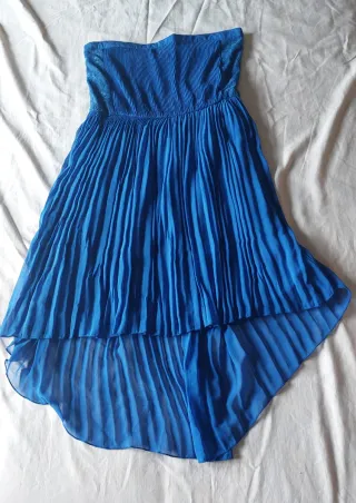 Vestido azul Stradivarius plisado