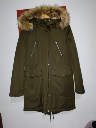 Chaqueta Zara Mujer Forro Peluche Marrón/Verde