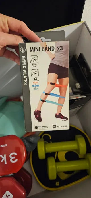 Pesas 3kg y Gomas Elásticas Domyos
