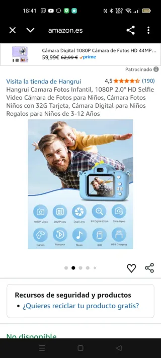 Cámara Dinosaurio Infantil 32GB + Accesorios