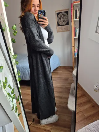 Cardigan oversize maxi con cinturón