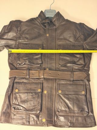 Chaqueta Piel Marrón moto, chaleco y protectores.