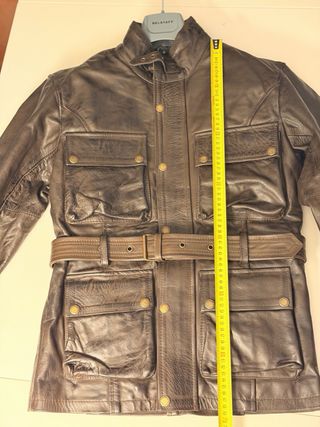 Chaqueta Piel Marrón moto, chaleco y protectores.