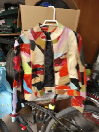 Cazadora Piel Vintage Multicolor