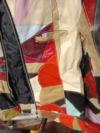 Cazadora Piel Vintage Multicolor