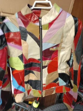 Cazadora Piel Vintage Multicolor