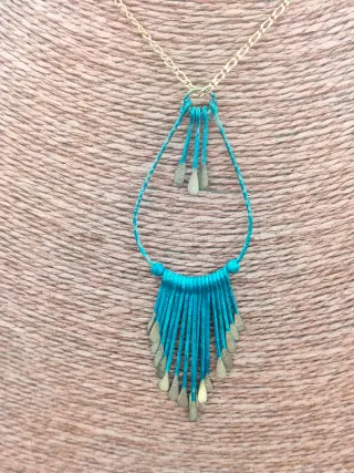 Collar vintage flecos oro y turquesa