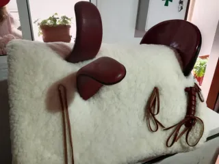 Montura de amazona color cereza