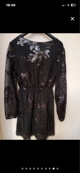 Vestido fiesta lentejuelas negro talla única