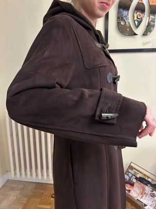 Parka larga mujer Cortefiel marrón ante