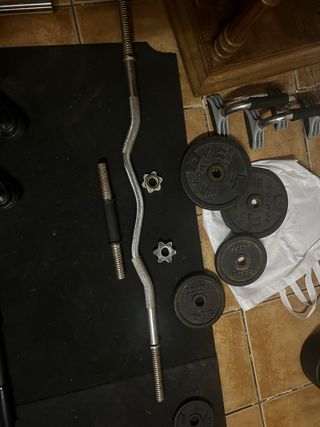 Barra W + Barra Mancuerna + Pesas + roscas