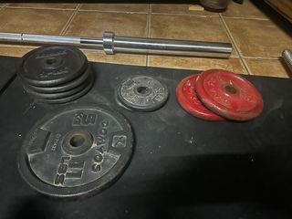 Barra W + Barra Mancuerna + Pesas + roscas