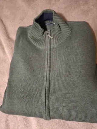 Jersey hombre verde oliva cremallera