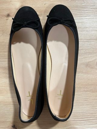 Bailarinas LT de ante negro y con lazo, talla 39