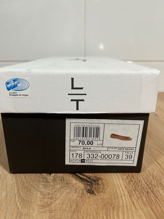 Bailarinas LT de ante negro y con lazo, talla 39