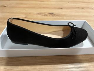 Bailarinas LT de ante negro y con lazo, talla 39