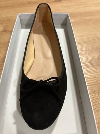Bailarinas LT de ante negro y con lazo, talla 39