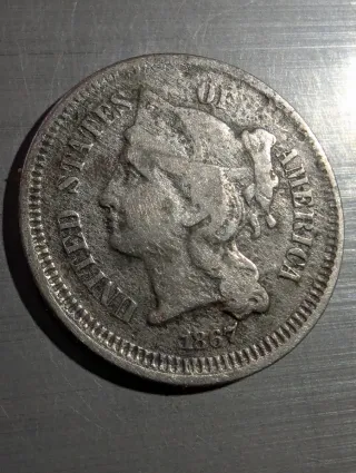 Moneda 3 Centavos USA 1867 Cuproníquel