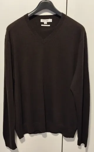 Maglione Calvin Klein Uomo Scollo a V Marrone Tagl