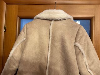 Montone donna beige e bianco